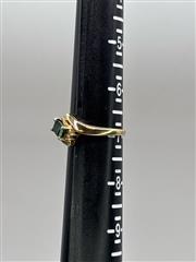 Green Stone Lady's Stone & Diamond Ring 4 Diamonds .04 Carat T.W.
